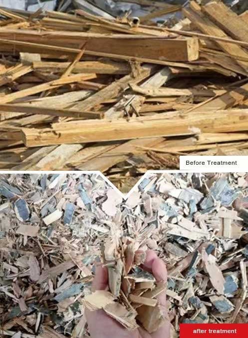 Wood waste before shredding