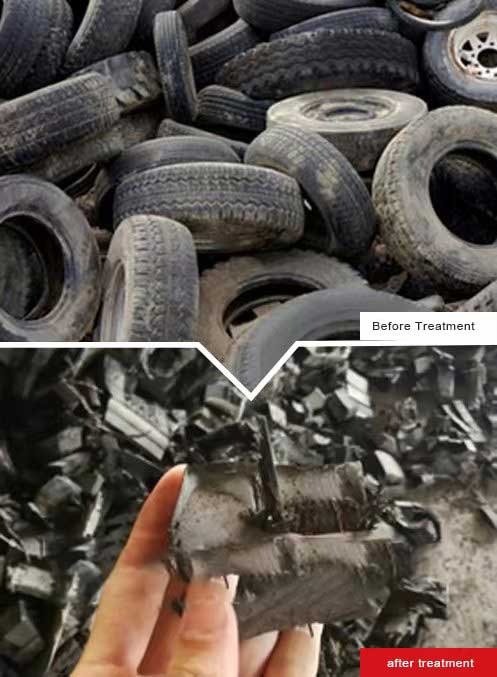 Waste tires before shredding